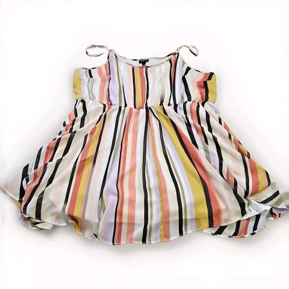 Torrid Top Womens 3X Lot Of 2 Striped Spaghetti Straps Flowy Boho Lined Babydoll - Picture 12 of 16